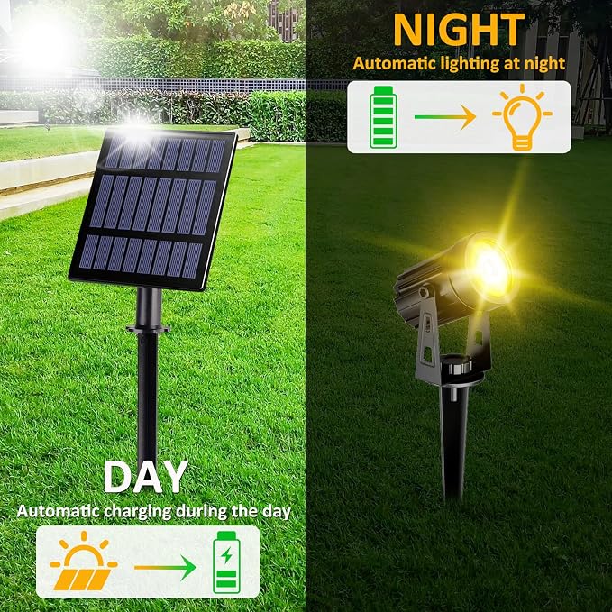 T-SUN Solar Spotlights, 4-in-1 Solar Landscape Spot Lights Outdoor Waterproof - Image 3