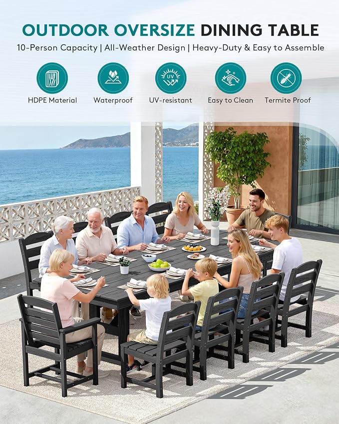 SERWALL 11 Piece Outdoor Dining Set - Image 6
