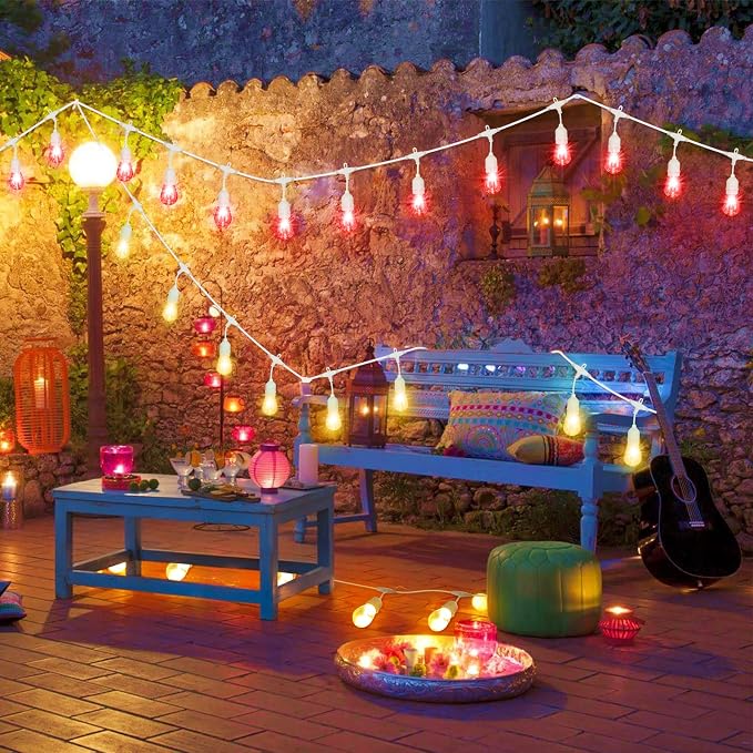 Mlambert 96Ft Outdoor Patio Lights, RGB Cafe String Lights - Image 7