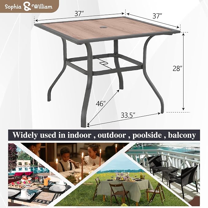 Sophia & William Square Patio Dining Table - Image 3