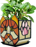 Stained Glass Orange Cat Planter, Indoor Flower Pots by Entlityful