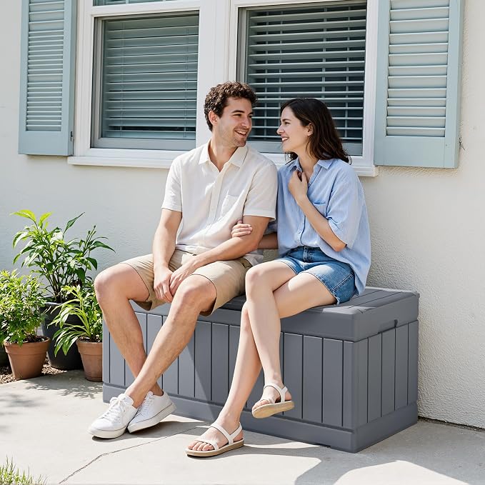 Devoko 78 Gallon Deck Box, Waterproof Resin Outdoor Storage Box - Image 3
