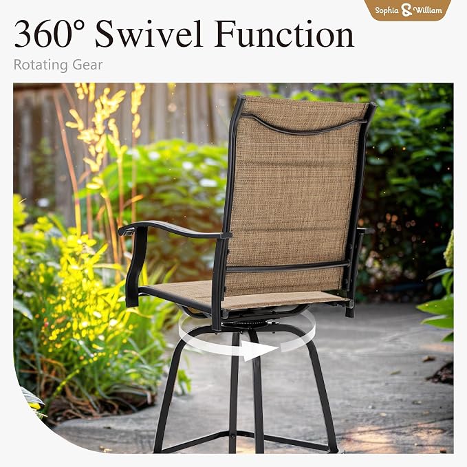 Sophia & William Outdoor Bar Set, Patio Bar Table and Chairs Set, Bar Height - Image 5