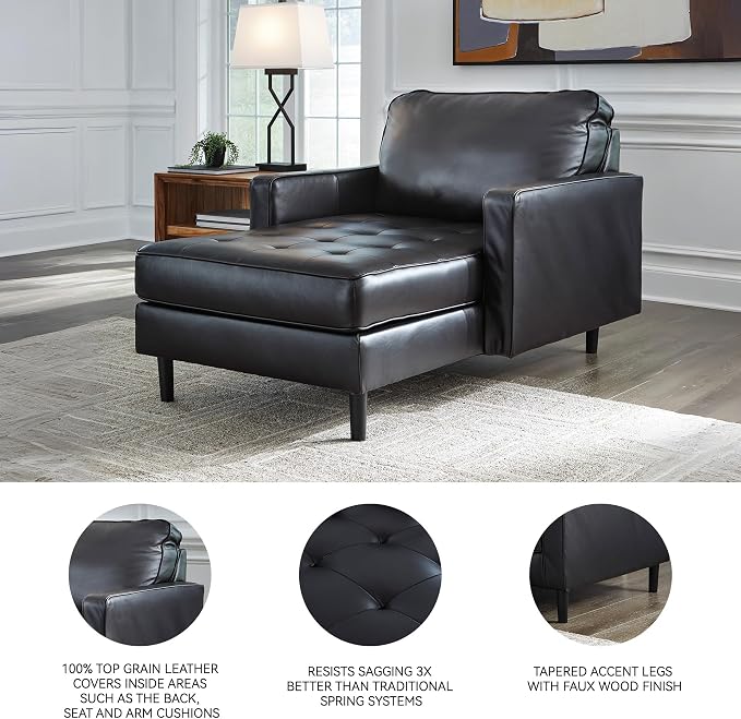 Signature Design by Ashley Bryceview Modern Tufted Leather Match Chaise - Image 4