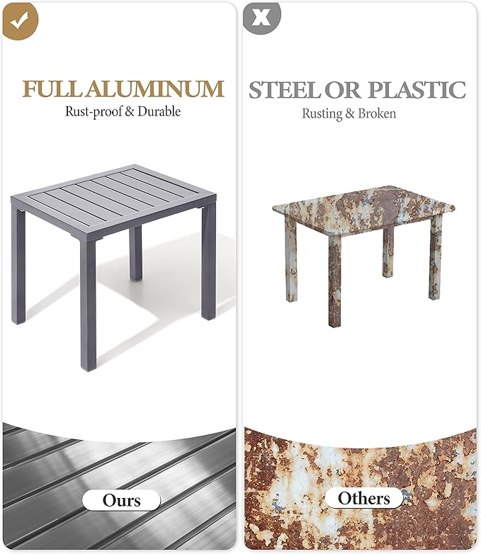Crestlive Products Aluminum Outdoor Side Table, Rectangular End Table, Easy - Image 4