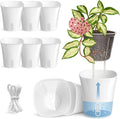 8 Pack 4" Self Watering Pots for Indoor Plants, Small White Plastic Planters by Vandorelle