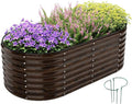 Galvanized Metal Planter Round Raised Garden Bed Kit by ZFHgarden