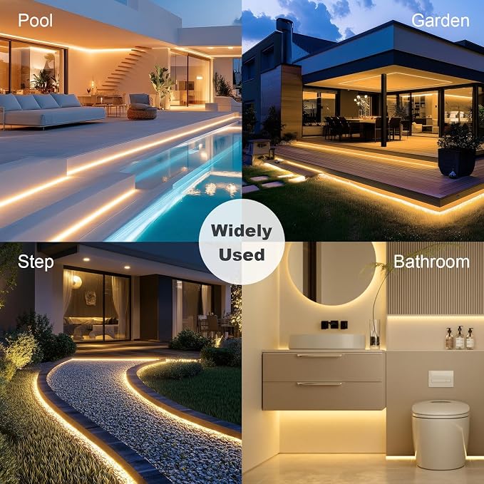 50ft COB Outdoor LED Strip IP67 Waterproof, 3000K Warm Whit DC24V Flexible LED - Image 6