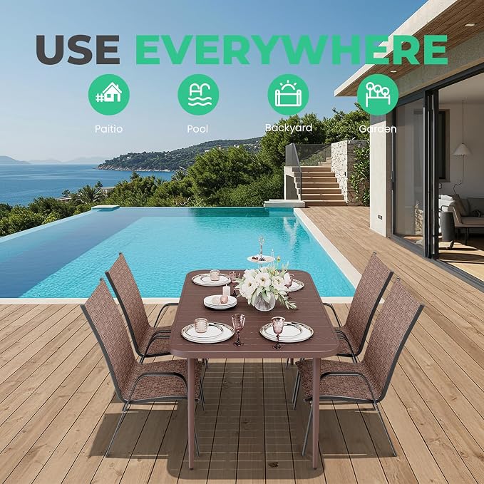 JEAREY Patio Dining Table, Outdoor Dining Table All-Weather - Image 6