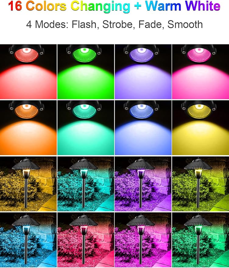 ZUCKEO RGB Color Changing Landscape Lights Low Voltage Pathway Lights 12V 24V - Image 3