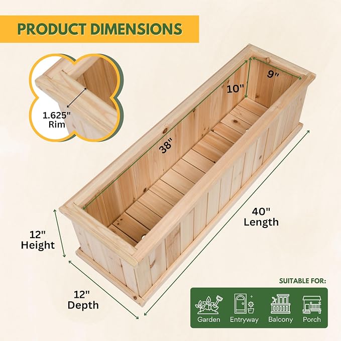 Shine Company Premium Cedar Raised Garden Bed, Planter Box - Image 6
