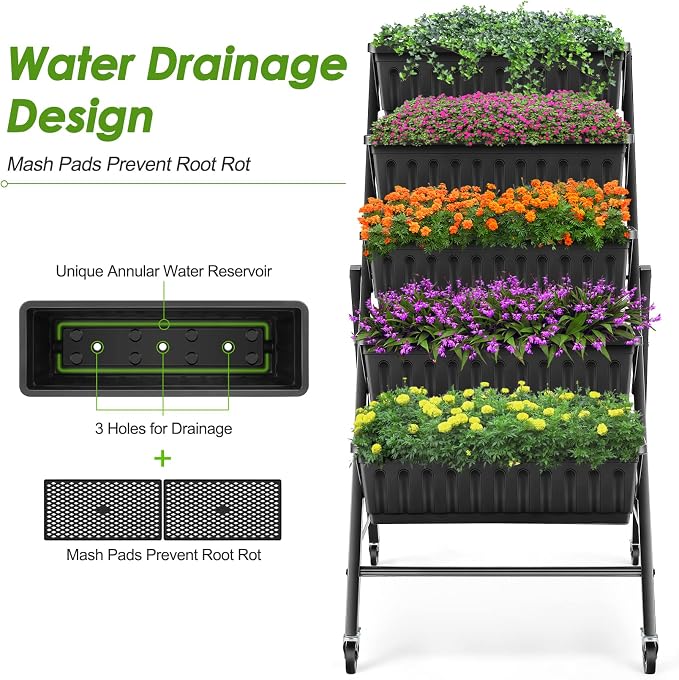 Homdox 4FT Vertical Garden Bed, 5 Tiers Raised Garden Planter, 25.6 * 26 * - Image 8