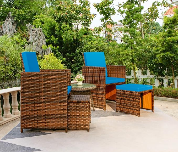 Devoko 4 Pieces Patio Wicker Furniture Set Outdoor Patio Chairs - Image 2