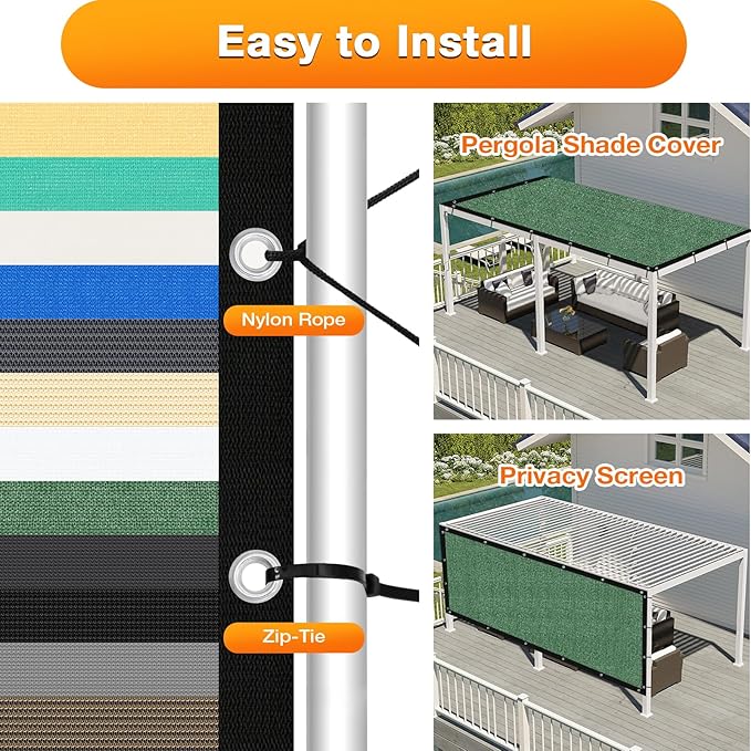 Artpuch Outdoor Pergola Shade Cover 8' X 24' Sun Shade Cloth - Image 5