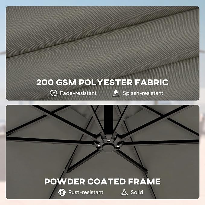 Outsunny 10 ft Offset Patio Umbrella - Image 8