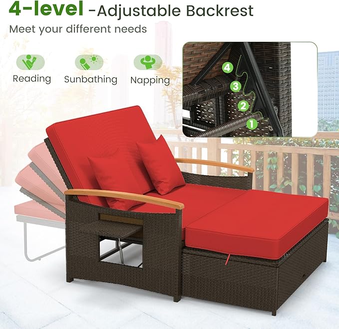 Tangkula Patio Rattan Daybed - Image 4