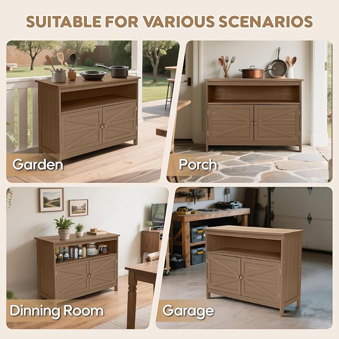 HIPS All-Weather Outdoor Storage Cabinet, Outdoor Sideboard - Image 7