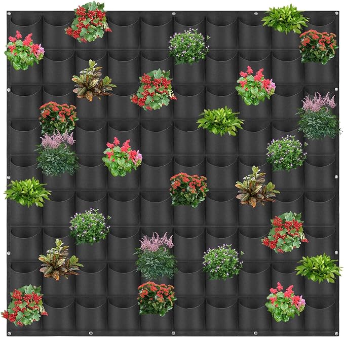 90 Pockets Hanging Planter Bags, Hanging Vertical Wall Mounted Plant Planting by Pehciroe