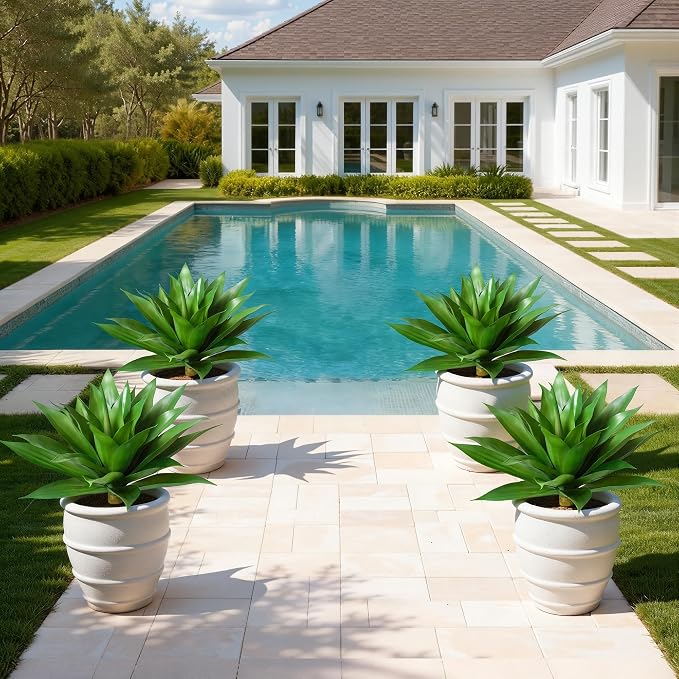 Ivydale Fake Plants 18 Inch Agave Artificial Plants Outdoor 2 PCS - Image 5