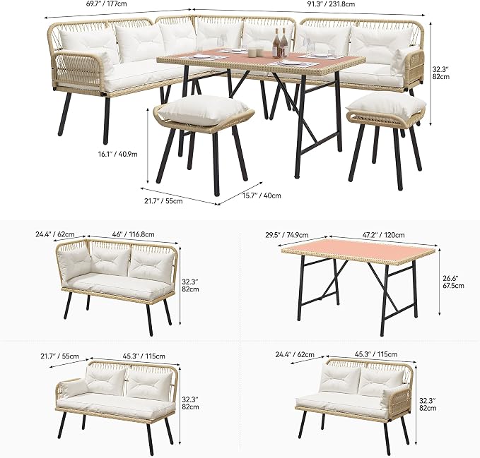 YITAHOME Patio Wicker L-Shaped Furniture Set, All-Weather Rattan Outdoor - Image 8