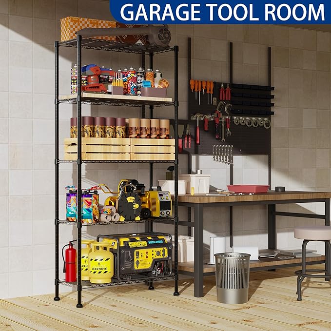 REGILLER 5-Wire Shelving Metal Storage Rack Adjustable Shelves, Standing - Image 4