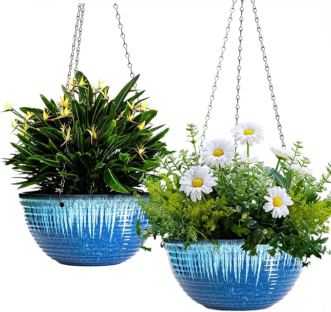 12 inch Large Hanging Planters for Indoor Outdoor Plants, Hanging Baskets for by LesOasis
