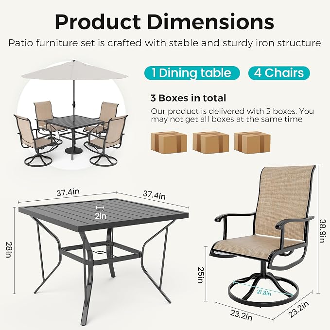 Pamapic Textilene Outdoor Dining Chair 1 Piece - Image 6