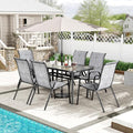 TLSUNNY 7 Pieces Patio Dining Set, Outdoor Table and Chairs W/1.69″ Umbrella by TLSUNNY
