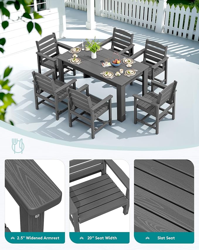 SERWALL Patio Dining Set for 6, Outdoor Dining Sets for 6 Person - Image 4