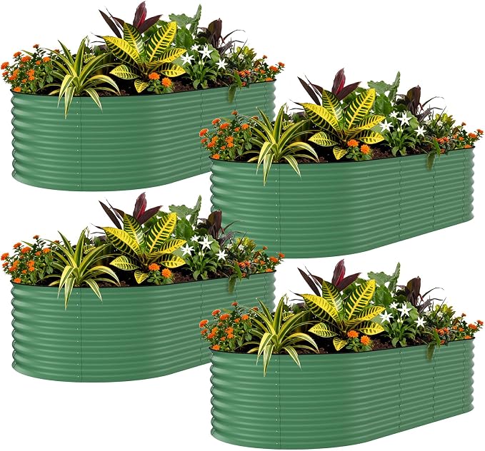 Garvee 4 Pack Galvanized Raised Garden Bed, Rust-Resistant Raised Garden Beds by Garvee