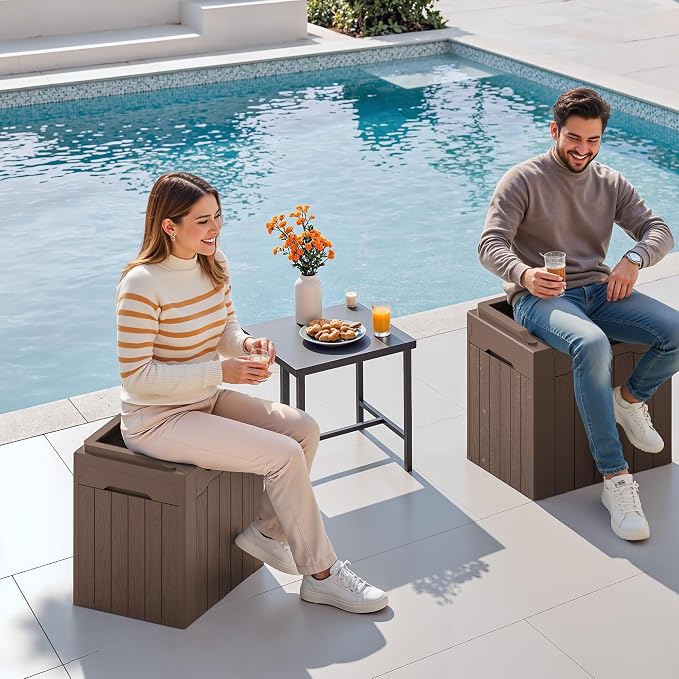 Devoko 30 Gallon Resin Deck Box 2 Pack Outdoor Indoor Waterproof Storage Box - Image 5
