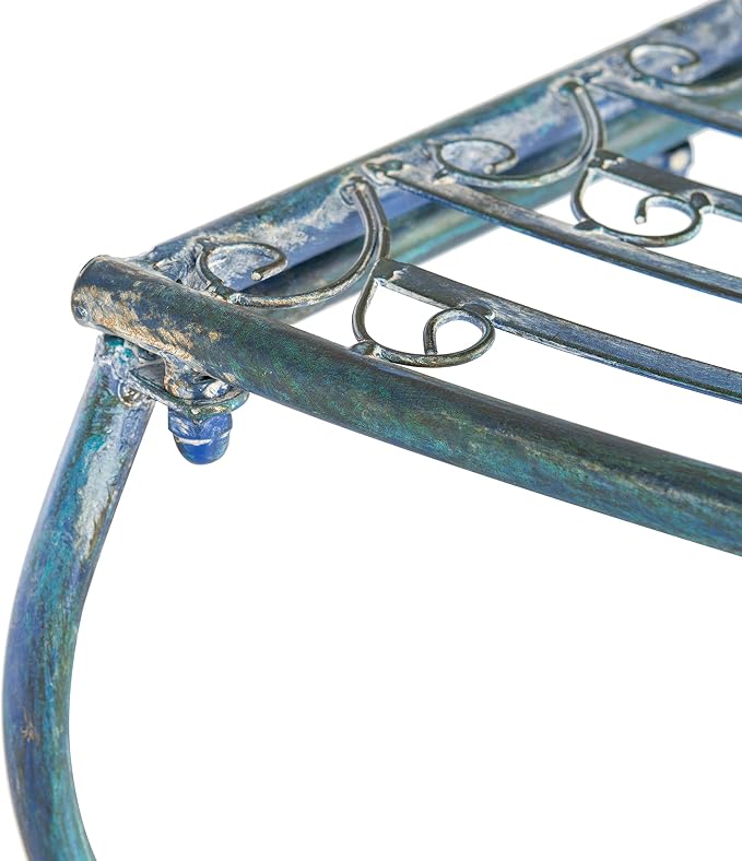 SAFAVIEH Outdoor Furniture Collection – Abia Antique Blue Distressed Wrought - Image 7