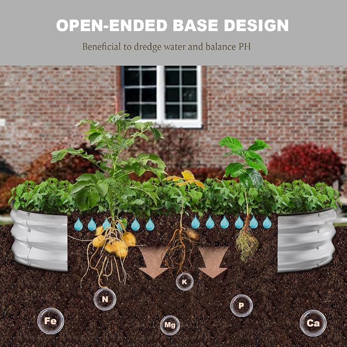 Raised Garden Bed, Oval Metal Planter Box - Image 4