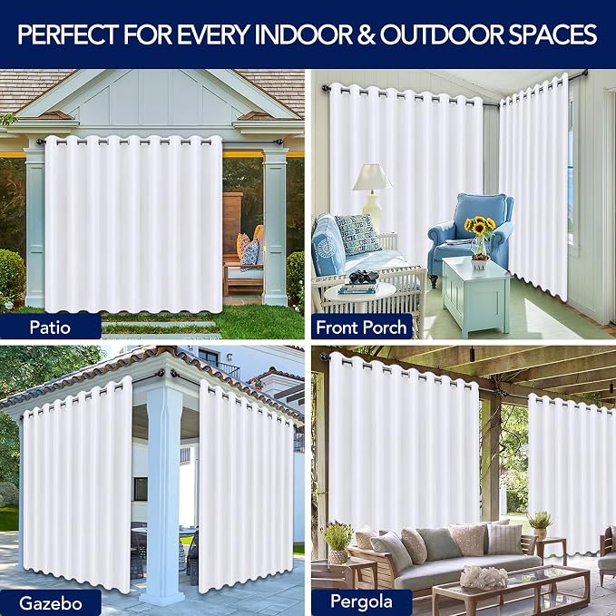 PureFit Outdoor Curtains for Patio Waterproof Weatherproof, UV Resistant - Image 5