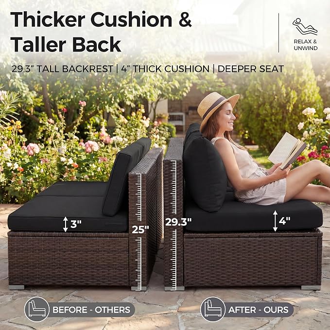 NICESOUL 11 Piece L-Shaped Outdoor Patio Furniture Set - Image 7