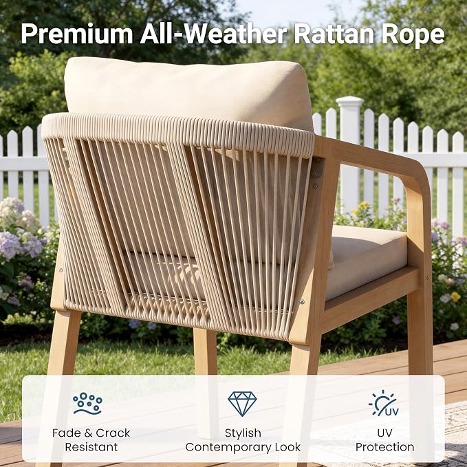 Wisteria Lane Acacia Patio Dining Chairs Set of 2, Outdoor Wood Chairs - Image 5
