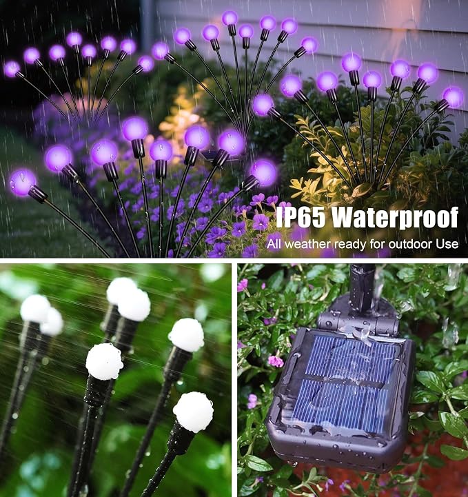 Solar Garden Lights 16 LEDs, 2 Pack 8 Heads, Outdoor Waterproof, Swaying - Image 4