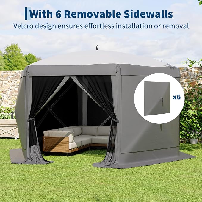 13x13FT 6-Sided Pop Up Gazebo Tent，One-Push Setup Canopy Tent - Image 4