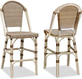 PURPLE LEAF French Counter Height Bar Stool Set of 2 25" White Print Finish by PURPLELEAF