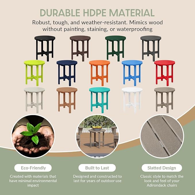WestinTrends Dylan Adirondack Round Outdoor Side Table, Weathered Wood - Image 6