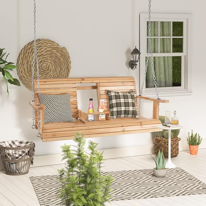 Tangkula 2 Person Hanging Porch Swing, Outdoor Bench Swing - Image 2