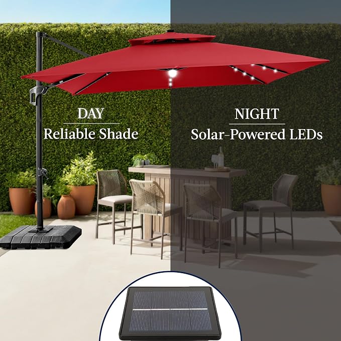 Best Choice Products 9x12ft LED Cantilever Patio Umbrella w/Base Included & - Image 6
