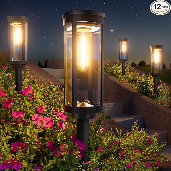 Bright Solar Pathway Lights, 12 Pack Solar Lights Outdoor Waterproof IP65 by BITPOTT