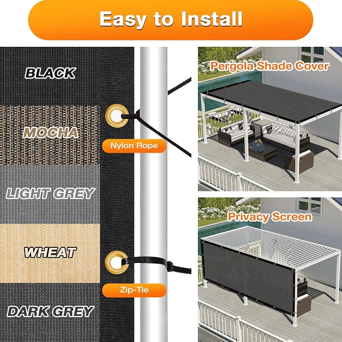 Artpuch Outdoor Pergola Shade Cover 4x8 FT Sun Shade Cloth - Image 5