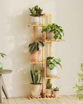 Bamworld Bamboo Plant Stand Indoor 5 Tiered Plant Shelf Outdoor Corner Plant by Bamworld