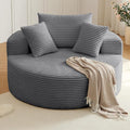 Oversized Round Chair Lounge Chaise Indoor, Upholstered Corduroy Deep Seat by Lakifun