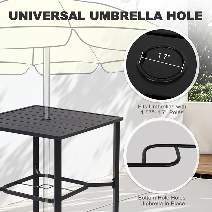 NUU GARDEN 5 Piece Patio Swivel Bar Set, All-Weather Textilene High Bistro - Image 5