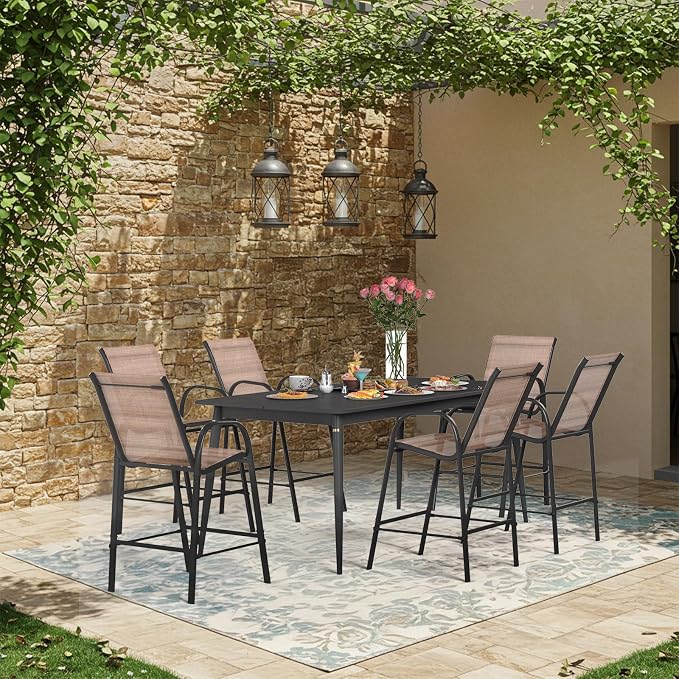 HOMREST Outdoor Bar Height Stools Set of 6, Stackable Patio Chairs - Image 2