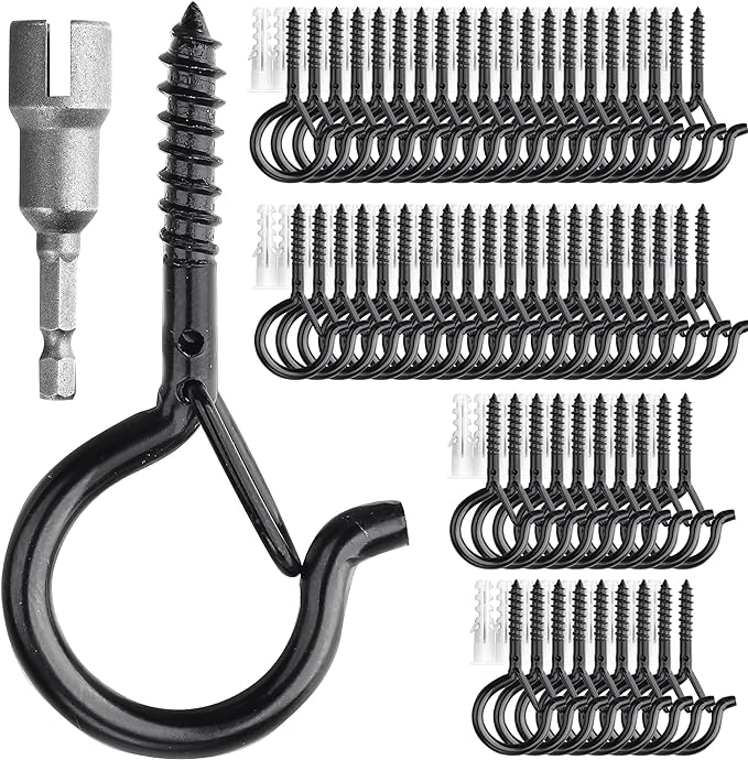 PlusRoc 60 Pack Ceiling Hooks for Hanging Plants Outdoor String Lights Heavy by PlusRoc