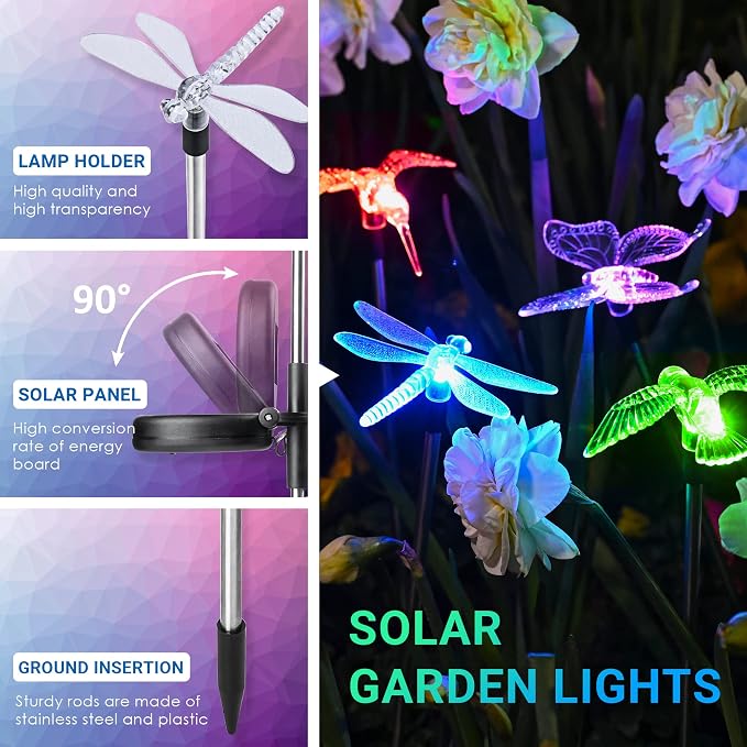 SOLPEX Solar Garden Lights, 6 Pack Solar Butterfly Lights Outdoor Decorations - Image 4